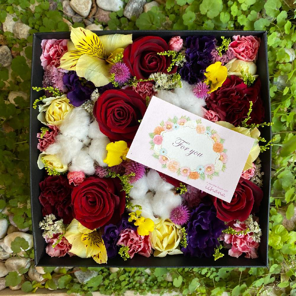 インテリアの画像 by 花ギフト専門店iihanaギャラリーさん | インテリアとトルコキキョウ 紫とばら バラ 薔薇と姫路市とプレゼントとBOXフラワーとトルコキキョウ。と花ギフト専門店iihanaと コットンとボックスフラワーとナチュラルとナチュラルスタイルとフラワーアレンジメントと花のある暮らしと薔薇♪とアルストロメリア~とお花屋さんとフラワーギフト