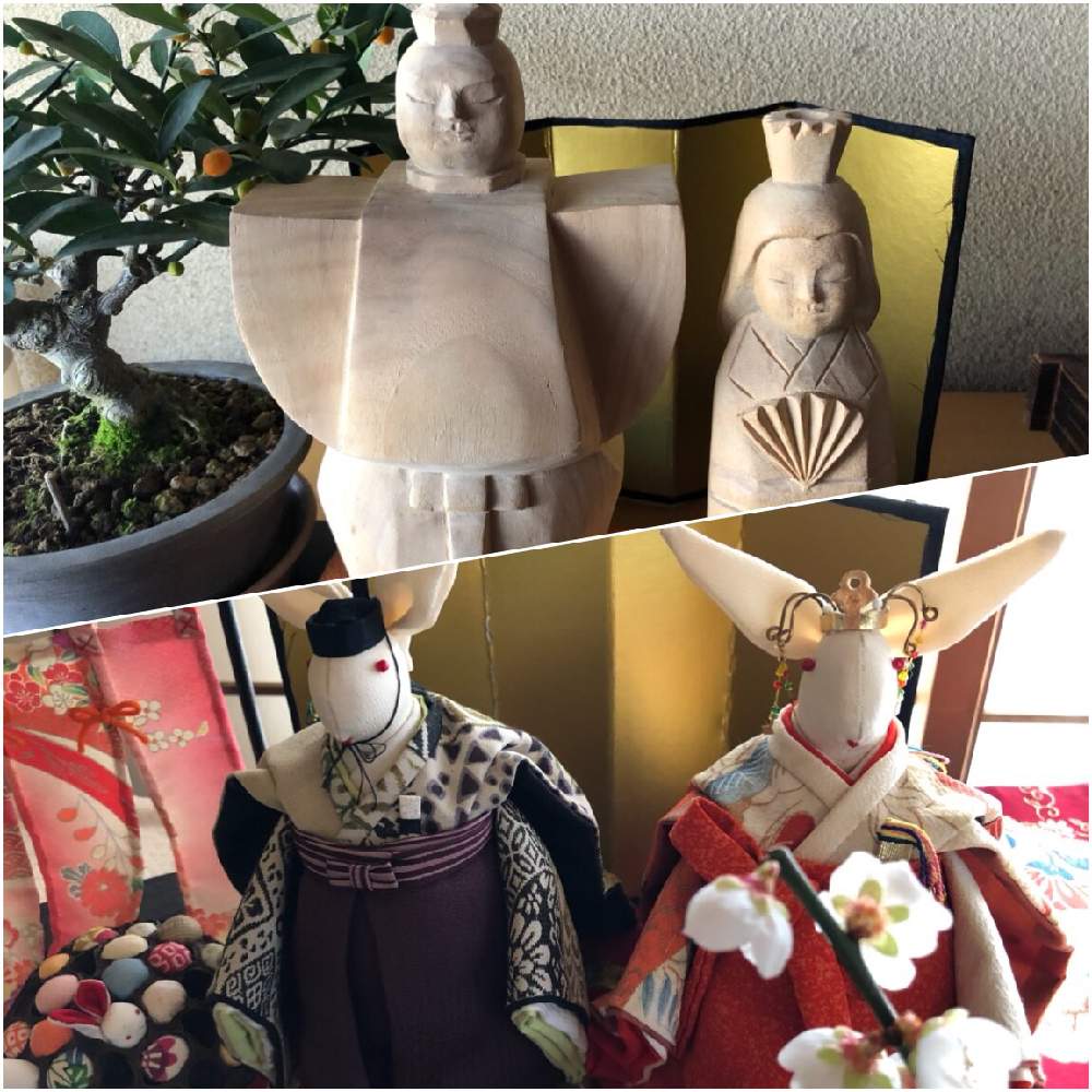 部屋の画像 by チィさん | 部屋と春待ち遠しいねと木彫雛と富山支部と兎雛と白梅❁と花のある暮らしと手習い