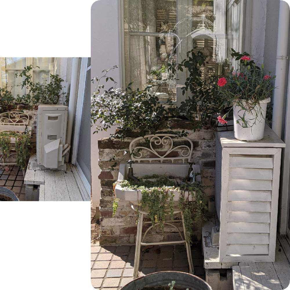 小さな庭の画像 by moccさん | 小さな庭とカーネーションとmy gardenとDIY好きとおうち園芸とDIYと木工品とDIY壁