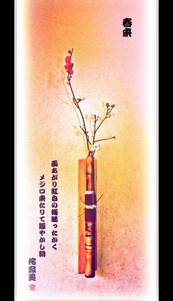 玄関の画像 by Kazyanさん | 玄関と詠歌:白梅 和堂と紅梅シリーズ 和堂と白梅シリーズ 和堂と詠歌:春来:紅白の梅 和堂と詠歌:紅梅 和堂と紅梅の花と詠歌シリーズ 和堂と梅シリーズ 和堂と生花シリーズ 和堂と手作り竹製の花器シリーズ 和堂と竹製花器 和堂