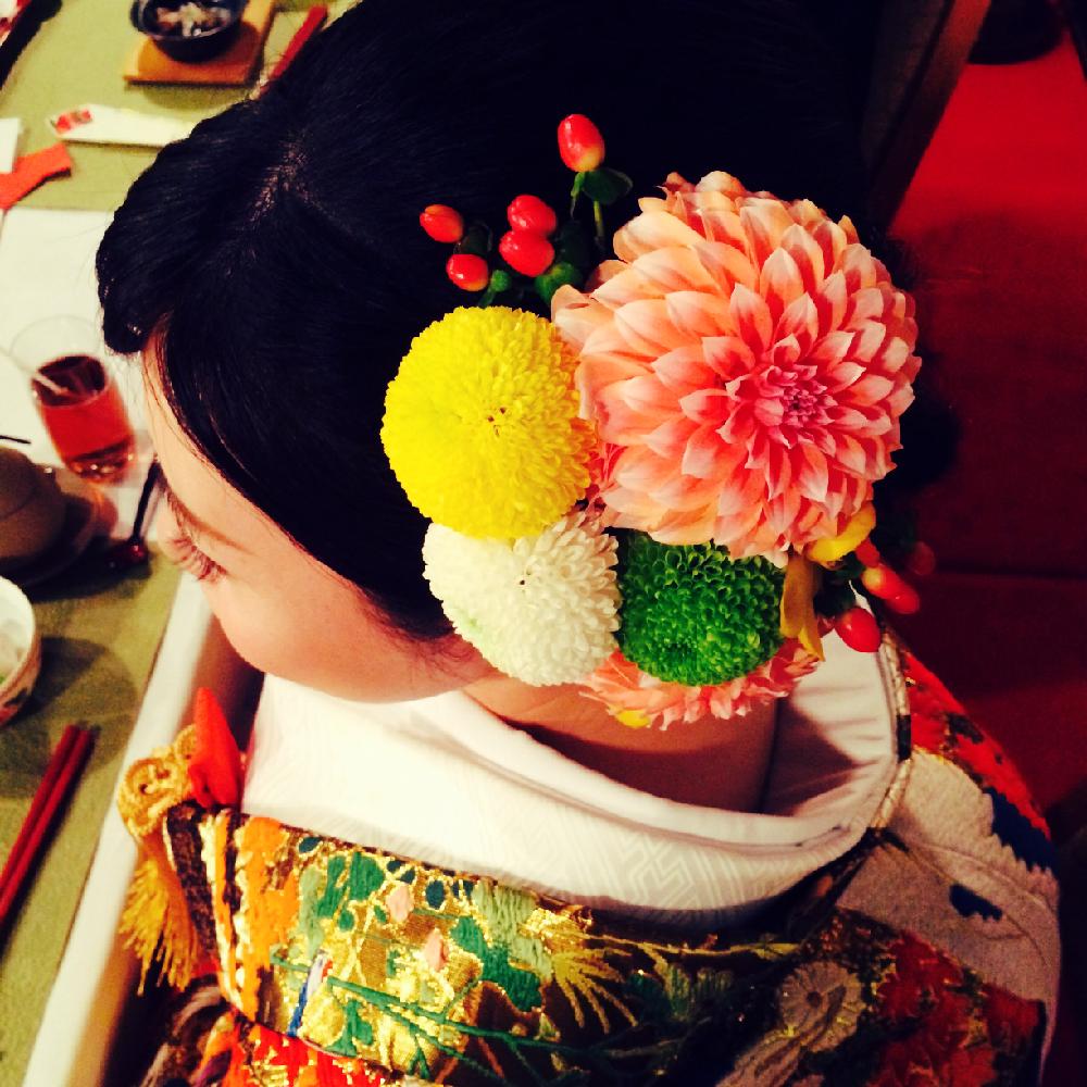 ピンポンマムの投稿画像 By Alincoさん ダリアとキクと花嫁と髪飾りと結婚式と和風ティスト 15月11月21日 Greensnap グリーンスナップ