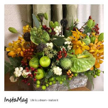 コンパクター ナナカマドの画像 by リナリナさん | インテリアとフラワーレッスンとタバリアファン。とヤマボクチ。とユーカリポポラス。とコンパクター ナナカマドとセダンの実と心に寄り添う花とアンスリウム緑と修行中とハスの実 。とシンフォリカリフォスと花のある暮らしと夏に強い植物と夏のフラワーアレンジメントと姫りんごの実とククミス。と日扇。