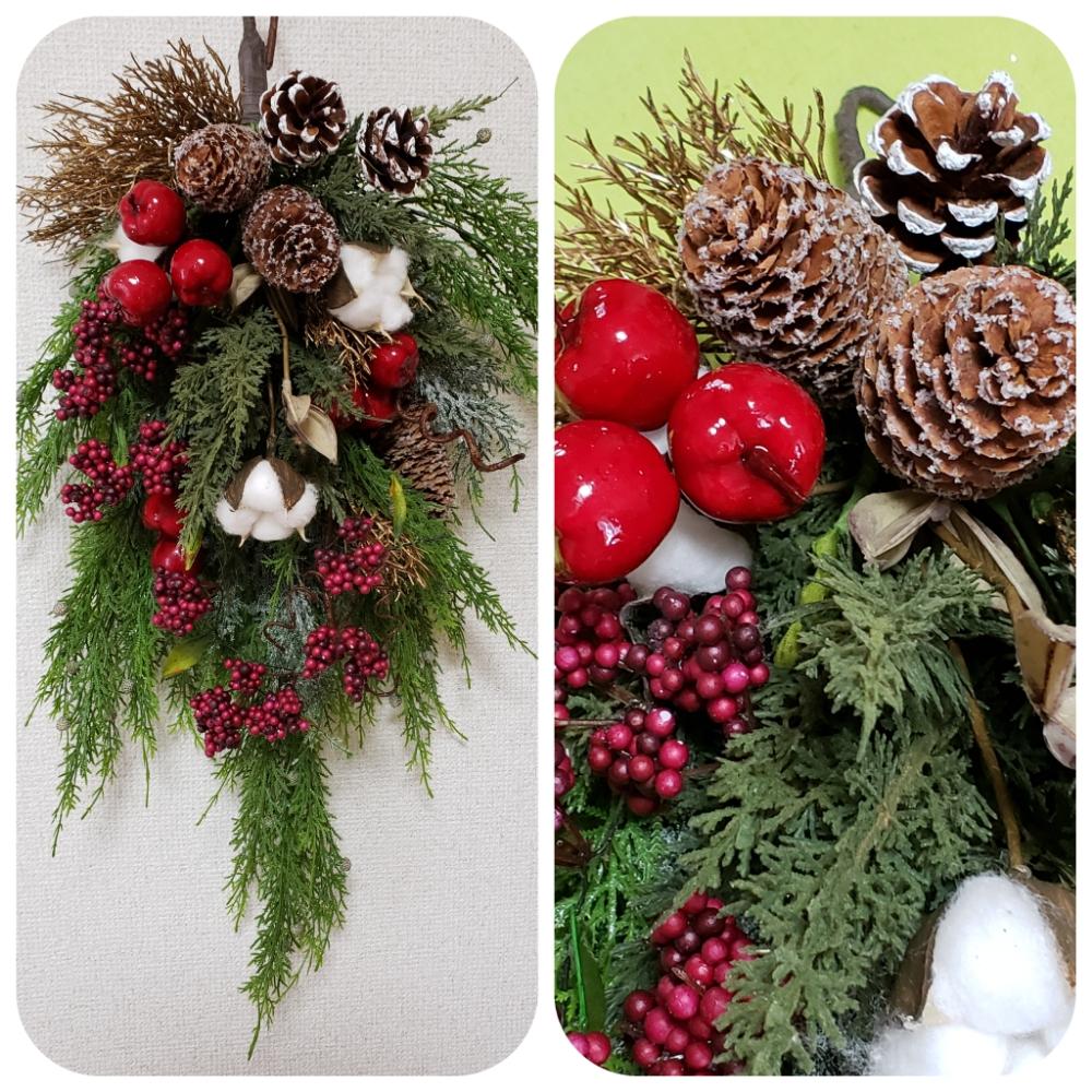 クリスマス松ぼっくりの投稿画像 By きらり さん スワッグとアーティフィシャルフラワーアレンジメント とスマホ撮影とアーティシャルフラワー と習い事とアーティシャルフラワー と造花アレンジ 18月12月8日 Greensnap グリーンスナップ