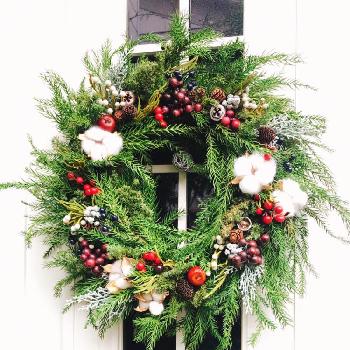 玄関ドアの画像 by mintさん | 玄関と玄関ドアとグリーンのある暮らしとリースとフレッシュグリーンのリースとクリスマスリースとスマイルアレンジメントWINTER