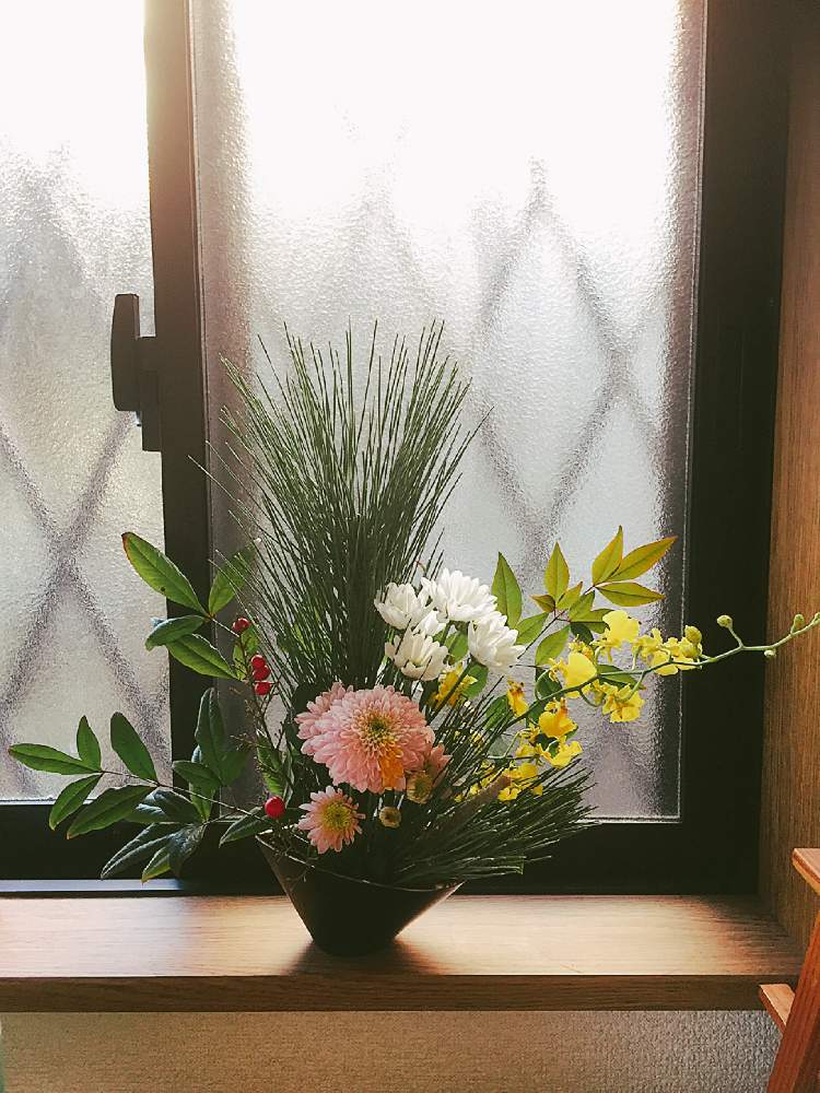 お正月飾りの投稿画像 By Makana Oriさん お正月といけばなと正月アレンジと花のある暮らしと生け花と南天の実 18月12月27日 Greensnap グリーンスナップ