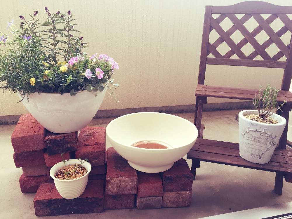 バルコニー ベランダの投稿画像 By まぁさん レンガとナチュラルアンティークとベランダ ガーデンといやし とペイントとナチュラルスタイルと花のある暮らしと自己満足 W とレンガとナチュラルアンティークとベランダガーデンといやし とペイントとナチュラルスタイル