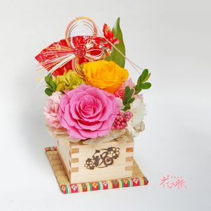 薔薇,ツゲ,プレゼント,花のある暮らし,プリザーブドフラワーアレンジの画像