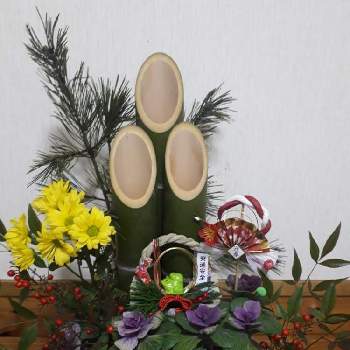 ミニ門松の画像 by ねむりんさん | 玄関とミニ門松と♯葉牡丹とお正月飾りと南天ナンテン
