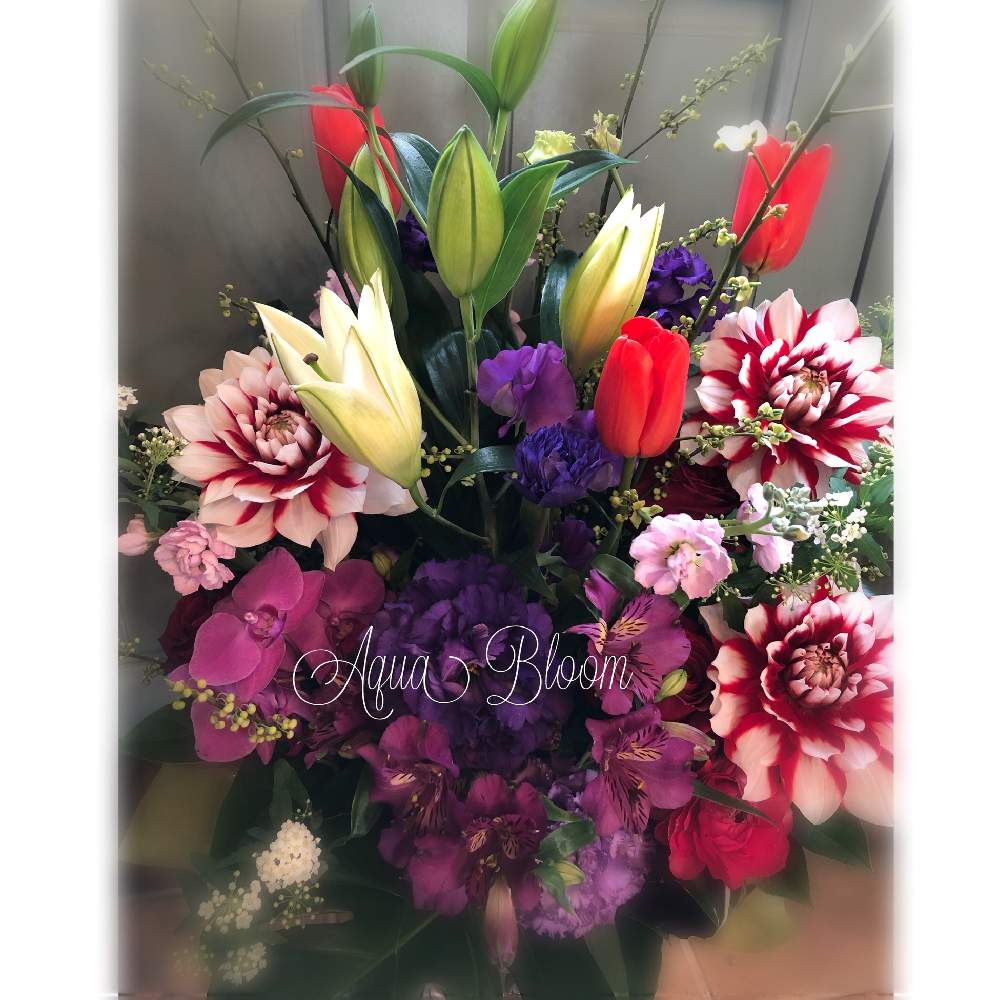 ダリアの投稿画像 By アクア ブルームさん チューリップとユリとトルコギキョウとゴージャスとつくば花屋と華やかとアクアブルームと花を飾るとお祝い花と花のある暮らしと大人かわいい とつくばフラワーショップと花束 月2月17日 Greensnap グリーンスナップ