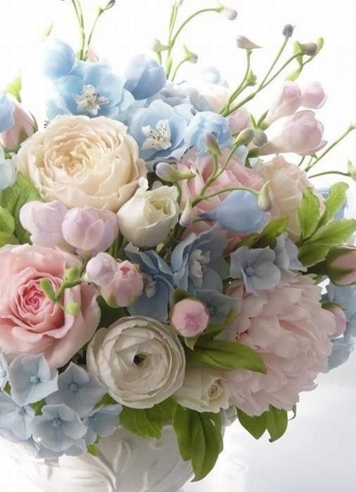 水色の花の投稿画像 By Samiria Luciaさん ピンクのお花とフラワーアレンジメントと花のある暮らしと白い花 月3月24日 Greensnap グリーンスナップ