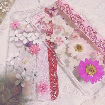 押し花スマホケースの画像 by happy roseさん | インテリアと押し花スマホケースとiPhone8とピンクのお花と花のある暮らしと押し花