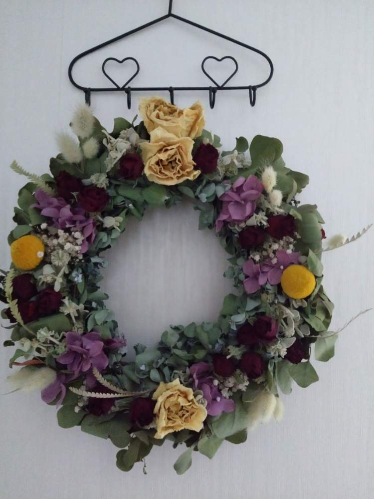 ラグラス バニーテール ドライの投稿画像 By ライラックさん かすみ草 ドライと薔薇のドライとリースとユーカリを使ったリース 月6月7日 Greensnap グリーンスナップ