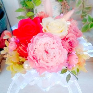 お祝い花,プリザーブドフラワー薔薇,多肉女子,プリザ―ブドフラワー,あきの画像