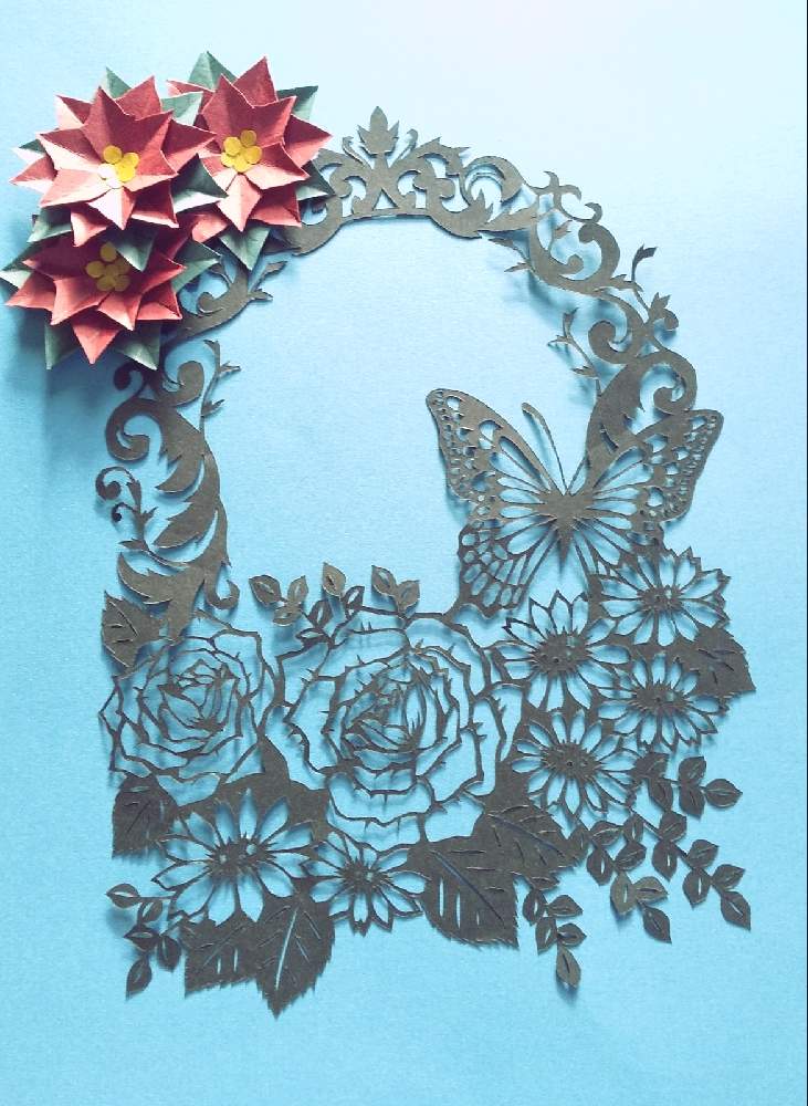 ポインセチアの投稿画像 By ペパーミントさん 切り絵とペーパーフラワーの花 月11月29日 Greensnap グリーンスナップ