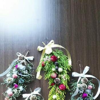 ドライスワッグの画像 by SAKURAさん | インテリアとドライフラワーとドライスワッグとドライ小物とドライフラワーアレンジとこういう時こそお花を飾ろうとドライ好きとハンドメイドと花のある暮らしとクリスマスアレンジ
