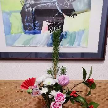 お正月生け花の画像 by はく社長さん | 玄関とお正月生け花とクリスタル花瓶