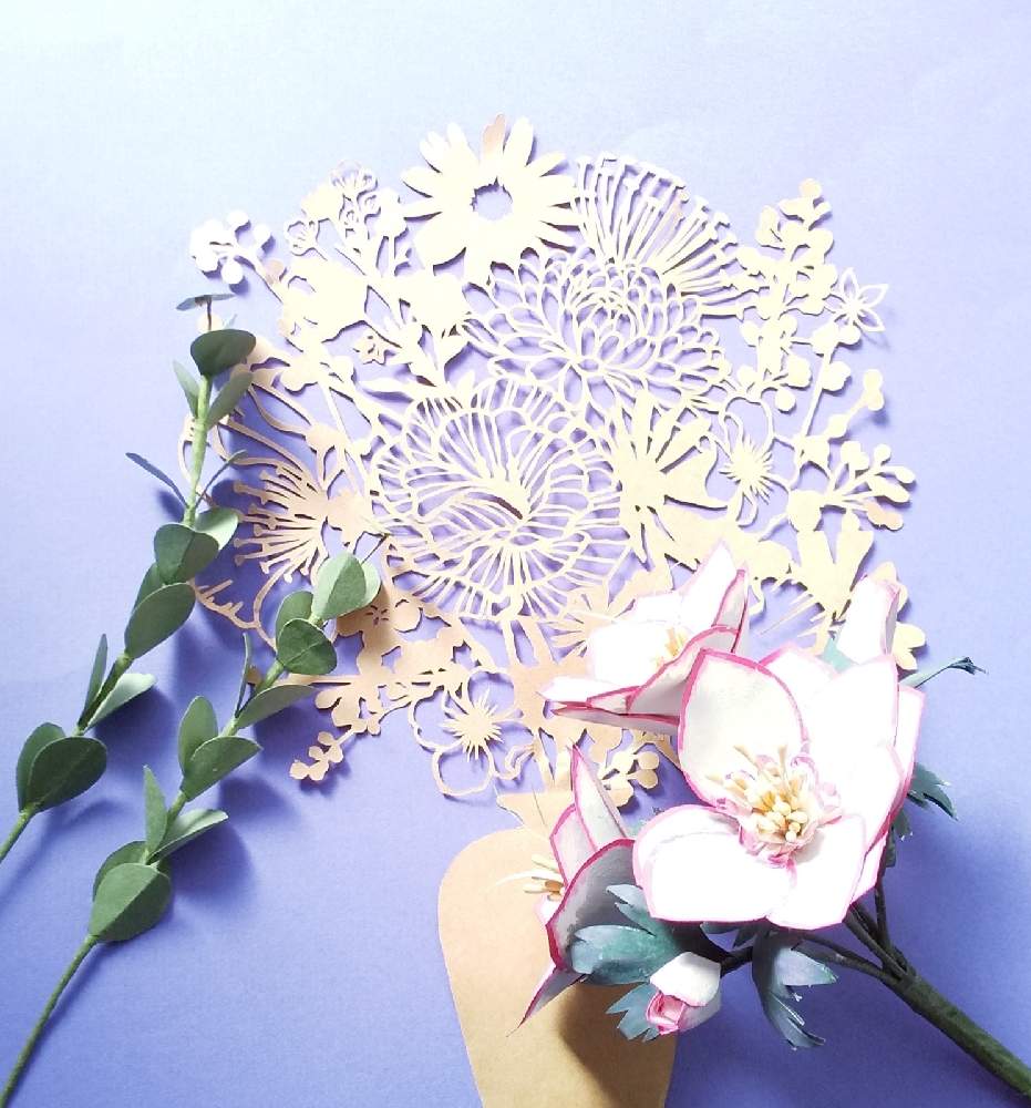切り絵の投稿画像 By ペパーミントさん ペーパーフラワーの花と参考書より 21月1月28日 Greensnap グリーンスナップ