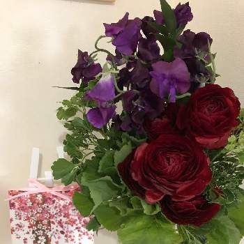 退職の花束の画像 by ユダコさん | 階段/廊下とラナンキュラスとスイトピーと感謝と退職の花束