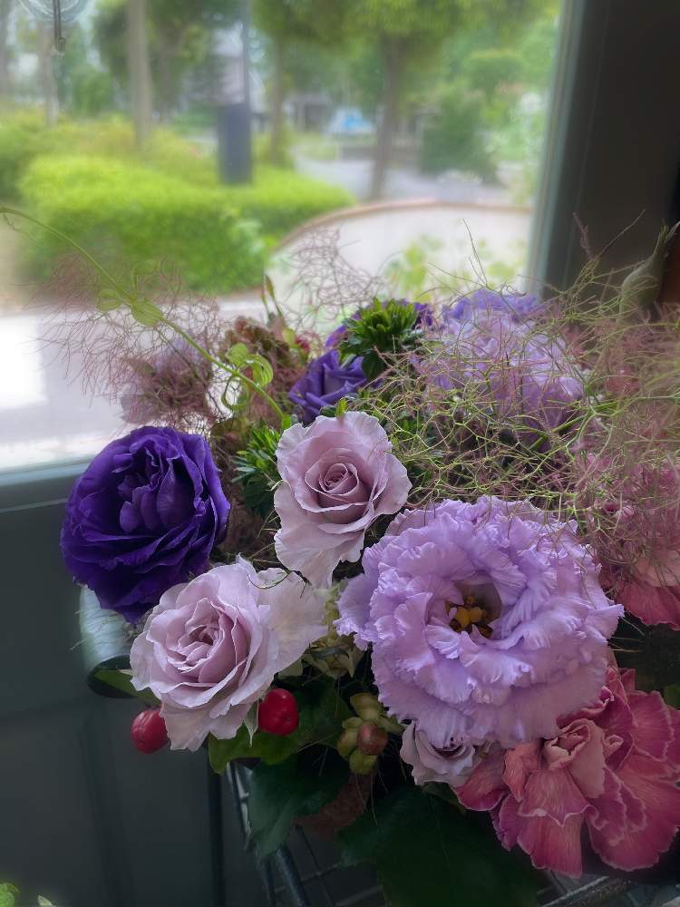 窓辺の画像 by アクア・ブルームさん | 窓辺とトルコキキョウとスモークツリーとミニバラとお誕生日ギフトとつくば花屋とアクアブルームと花を飾るとオーダー受付中と今日のお花と元気もらえると癒し空間とウィークエンドフラワーと開店祝いとこういう時こそお花を飾ろうとお祝い花と花のある暮らしとおしゃれ❤️と大人かわいい♪とつくばフラワーショップと花束