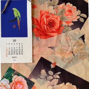 百合子の古布の花,デスクの画像