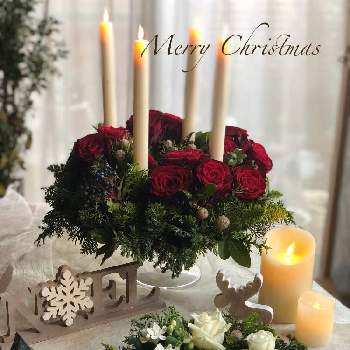 クリスマスリースの画像 by ララフルールさん | バラ アマダとブルースターと白いバラ♫とクリスマスリースと花の持つパワー