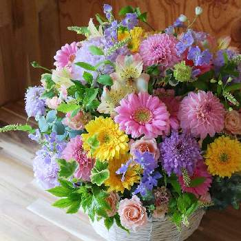 アレンジメントの画像 by 沢辺生花店さん | 部屋とボタニカルライフとお誕生日ギフトとオシャレと花のある生活とこどもと暮らすと紫色の花とGS映えと植物と奈良県とおうちで飾る花と長く楽しめると奈良と花屋とフラワーアレンジメントとお祝い花とこだわりと花のある暮らしとバラ・ミニバラと色彩とおうちで自然を感じると植物を愛でるとアレンジメントとダリア☆と素敵