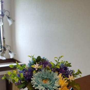 鮮やか の画像 by ★kmkm★さん | 部屋とお気に入りと寄せ植えと華やかと美しいと鮮やか と可愛いと花のある暮らしとブルーの花と100均造花といやし♪