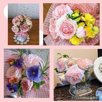 ばら バラ 薔薇,ピンク！ピンク！ピンク！,バラ・ピエールドゥロンサール,庭の花でアレンジ,GSに感謝。の画像