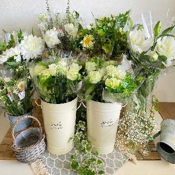 スーパーの花屋さんの画像 by メルシーフラワーさん | 花のある空間とスーパーの花屋さんとスーパーの切花とハナカジとメルシーフラワーと花のある暮らしとこころを花にかえてと白い花と花束