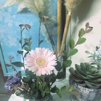 食卓に花の画像 by あっこさん | キッチンとピンクの花と食卓に花と花のある暮らしと ガーベラと切り花