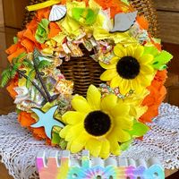 ヒマワリ,布リース,暑い！,花のある生活,リースの画像