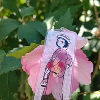 ムクゲ,大人の着せ替え人形,ピンクの花,花散歩,お散歩ちゃんキーホルダーの画像