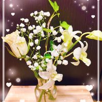 アイビー,カスミソウ,バラ,デンファレ,透き通るような花の画像