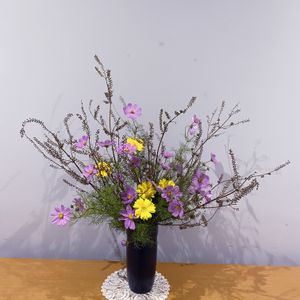 ガーベラ,コスモス,いけばな,庭の花,生け花の画像