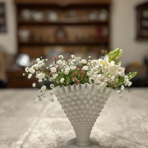 ヒヤシンス,テマリソウ,ワックスフラワー,かすみそう,生け花の画像