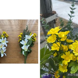 カサブランカ,ユーカリ,スプレー菊,おはようございます,造花の画像
