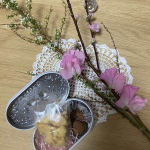 モモ,ユキヤナギ,スィートピー,手作り,春のお花の画像