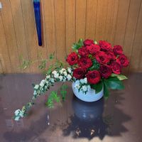 クリスマスローズ,コデマリ,バラ,ソケイ,生け花の画像
