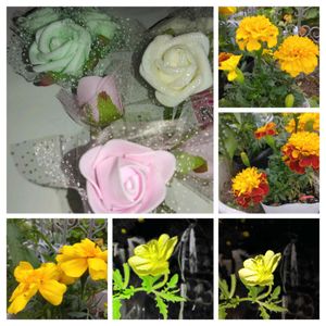 マリーゴールド,待宵草の仲間,造花の薔薇,造花,いつも、いいね!ありがとうございます(*´`)♡の画像