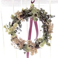 オレガノ ケントビューティー,オレガノ ロタンダフォーリア,ドライフラワー,紫陽花ドライ,手作りリースの画像