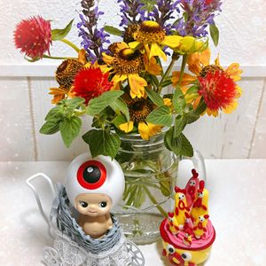 センニチコウ,サルビア ネモローサ,切り花達,切り花達,ミニアレンジ♡の画像