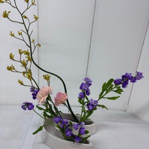 カーネーション,カンガルーポー,花器,生け花,和室の画像