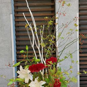 カサブランカ 白,どうだんツツジ,花のある暮らし,鶏頭,草月流の画像