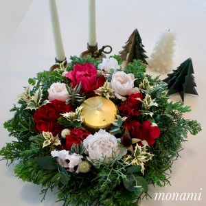 クリスマスリース,キャンドルリース,私の癒し♡,薔薇愛同盟,フレッシュクリスマスリースの画像