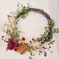 クラスペディア,パンパスグラス,ベニバナ,プロテア,野ばらの実の画像