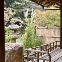 キンモクセイ,ススキ,ツワブキ,日本庭園,下関・彦島の風景の画像