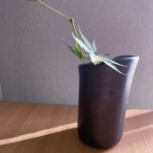 モミジ,一輪挿し,信楽焼,iPhone撮影,asingleflowervaseの画像