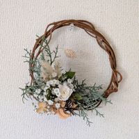 ハーデンベルギア,パンパスグラス,ブルーアイス,かすみ草,手作りリースの画像