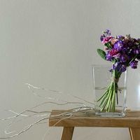 花束,スーパーの切花,廊下,スパイラルブーケの画像