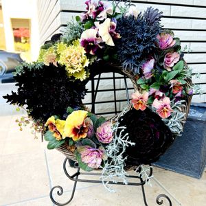 パンジー・ビオラ,葉牡丹,リース,フラワースタンド,平和を願う☆の画像